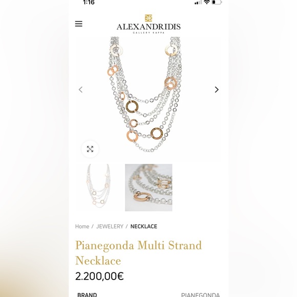 Pianegonda gold and pure silver necklace - Picture 4 of 13